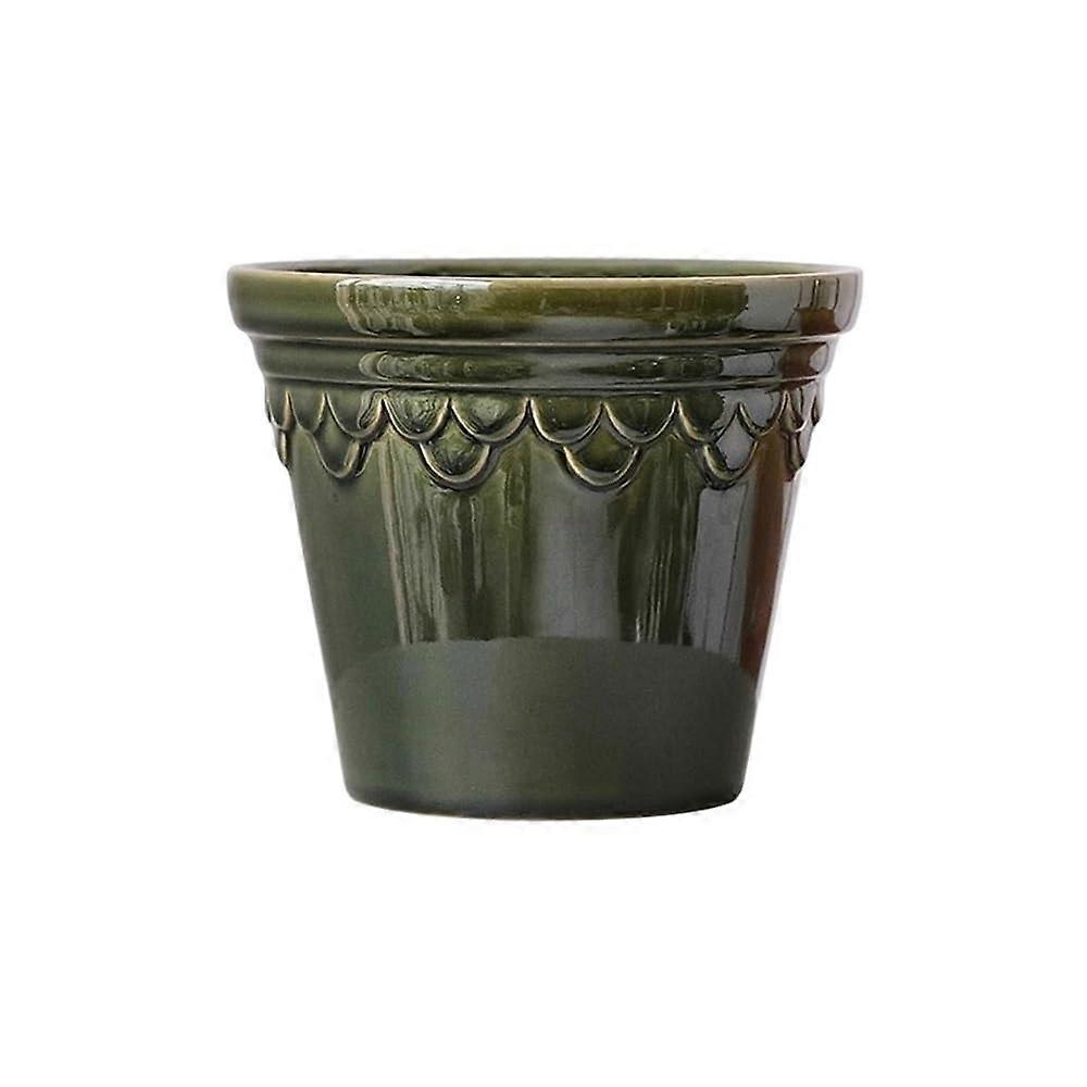 Turquoise Ceramic Round Planter Pot with Drainage Hole, Suitable for Balcony, Living Room, Kitchen, Garden
