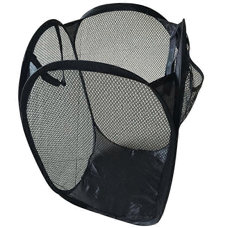 Wall Laundry Basket, Foldable Mesh Hamper for Dorm Rooms, Includes Handy Side Pocket