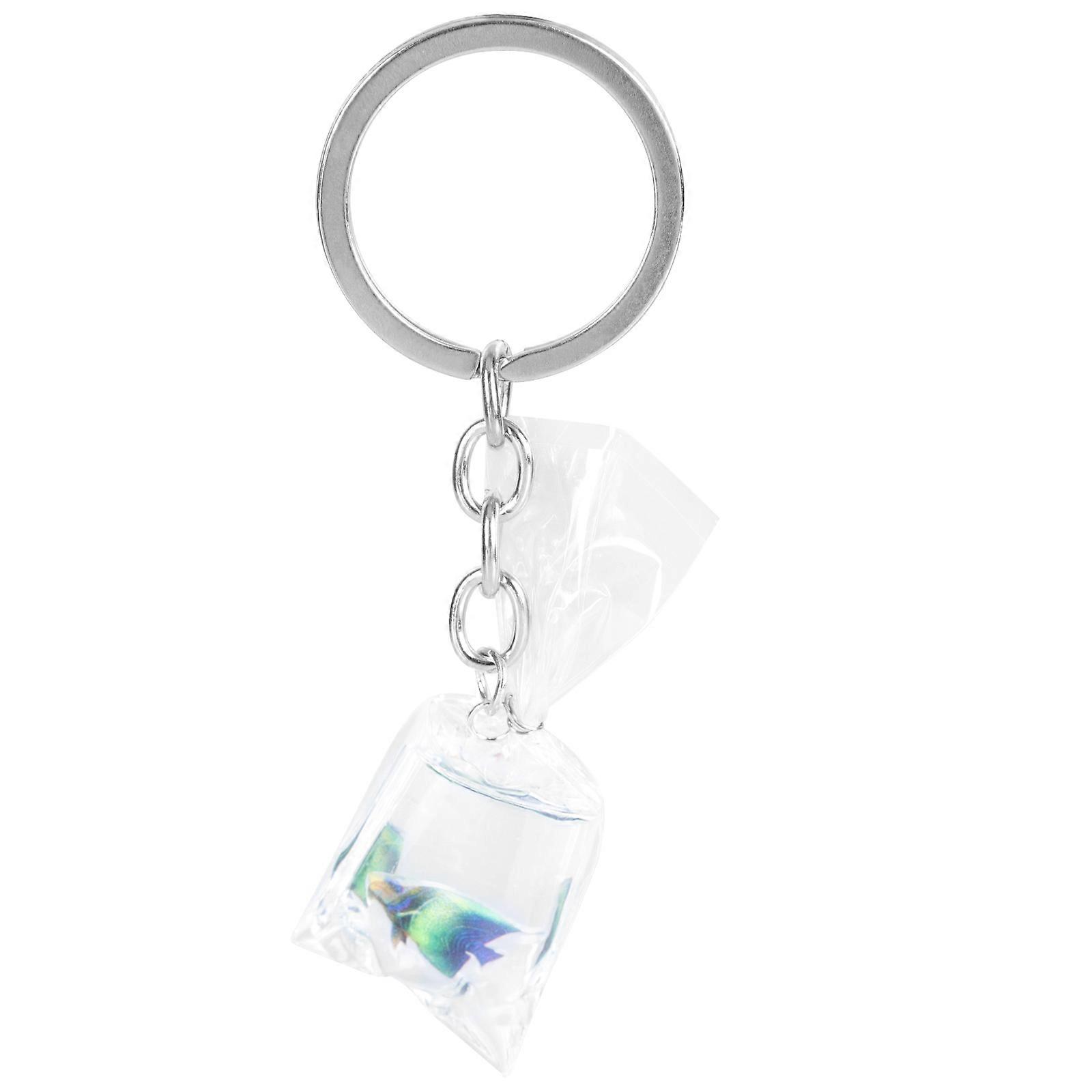 Transparent Fish Water Bag Charm Resin Key Holder Pendant Durable Keychain Accessory Creative Design For Bags