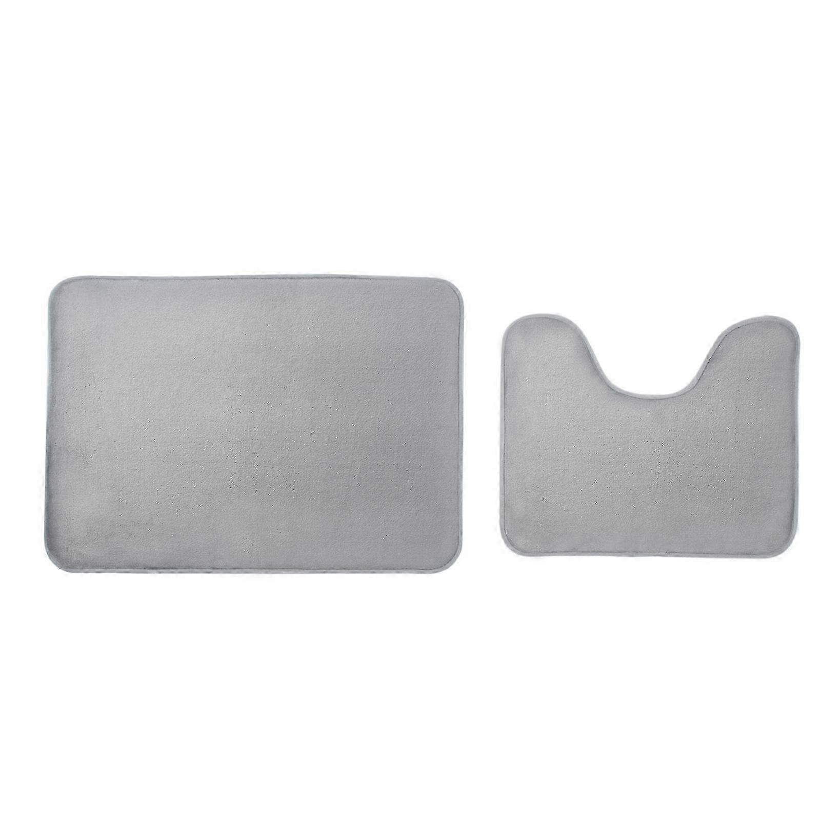 Set of 2 Soft Absorbent Memory Foam Toilet Rugs, Contour U Shaped (40x50cm) and Rectangular (50x70cm) for Bathroom Use