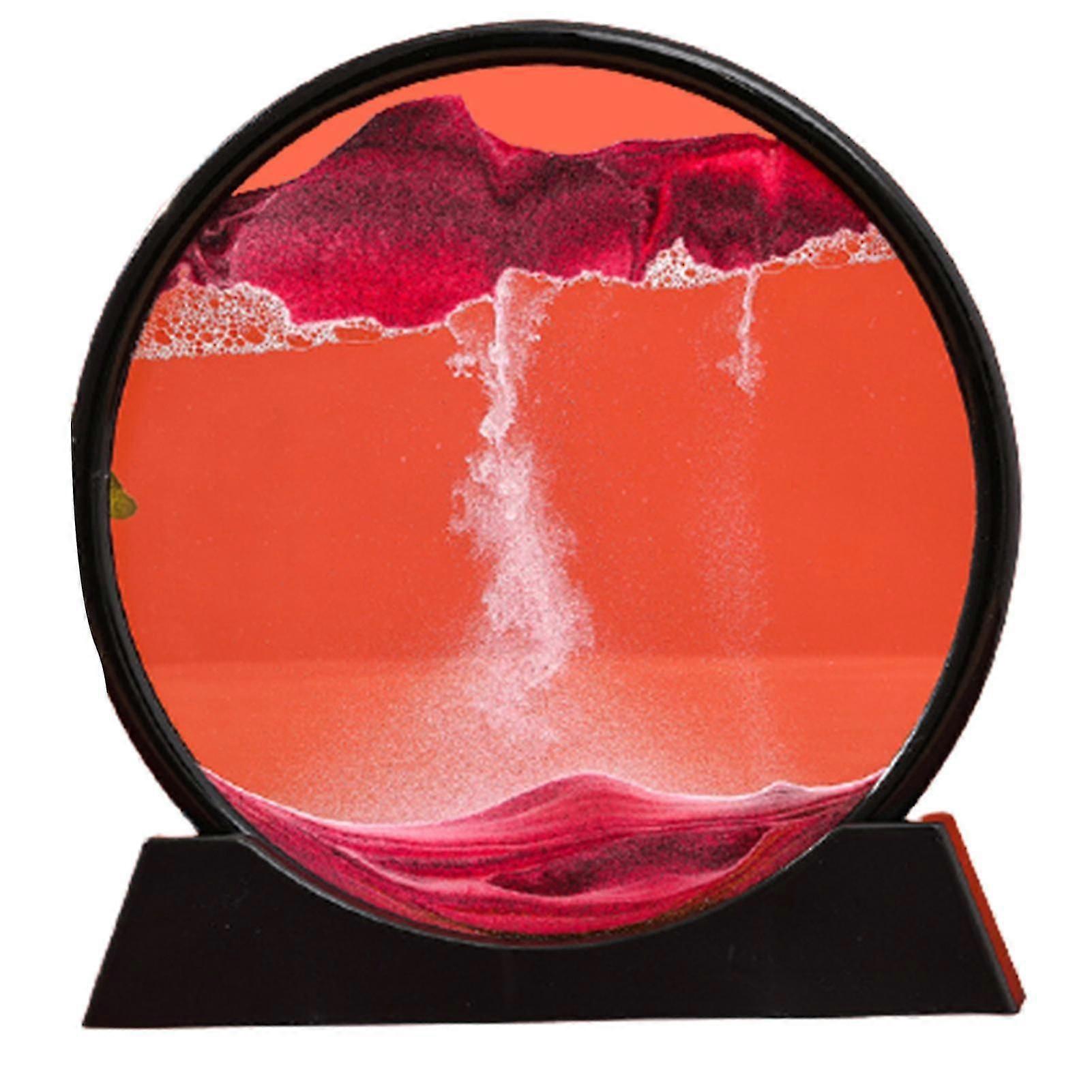 Moving Sand Art Picture Round Glass 3d 7/12 Inch Desktop Ornament With Base Home