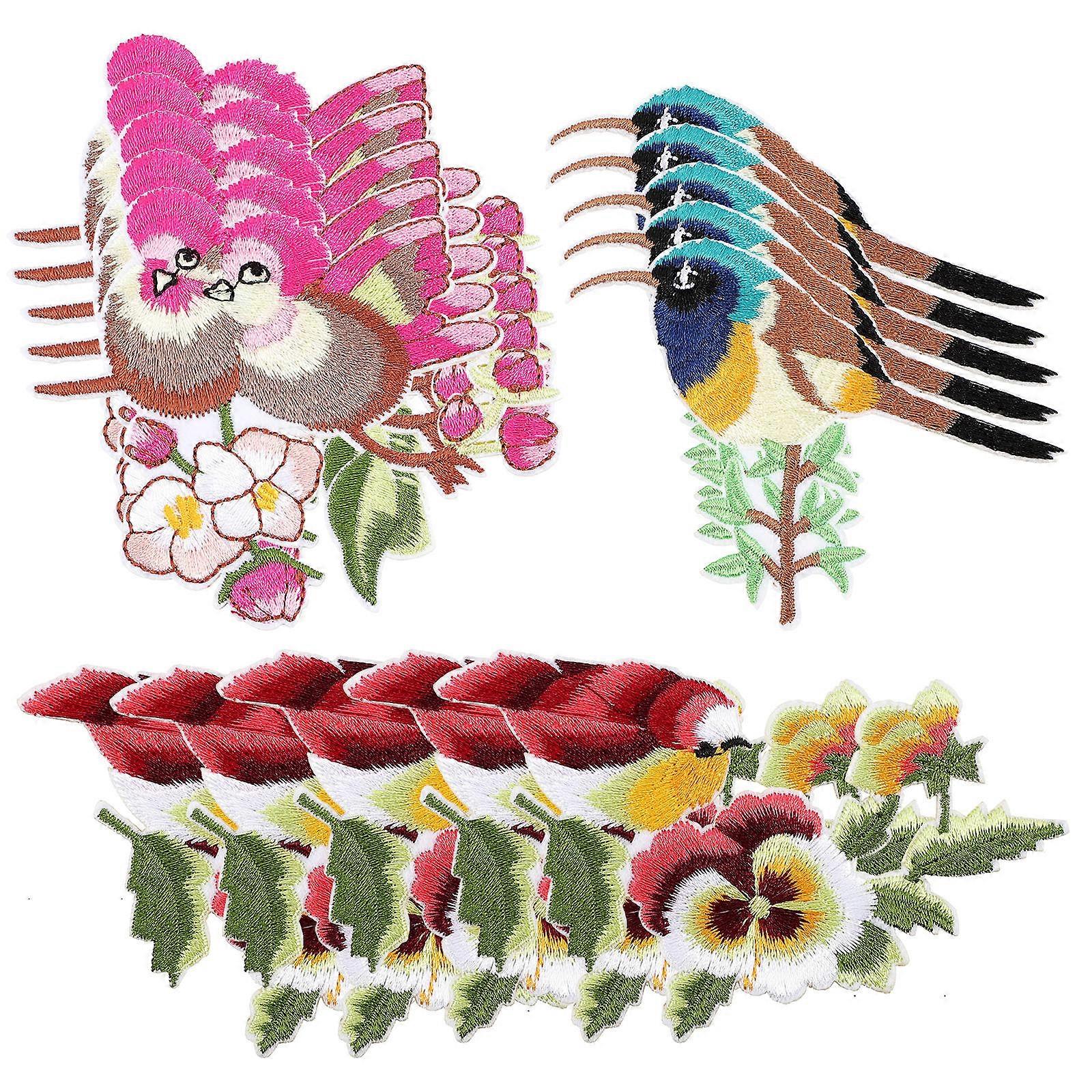 Patch Decoration Cute Bird Embroidery Applique Patches DIY Projects Hats 10.8x6.8cm 15Pcs