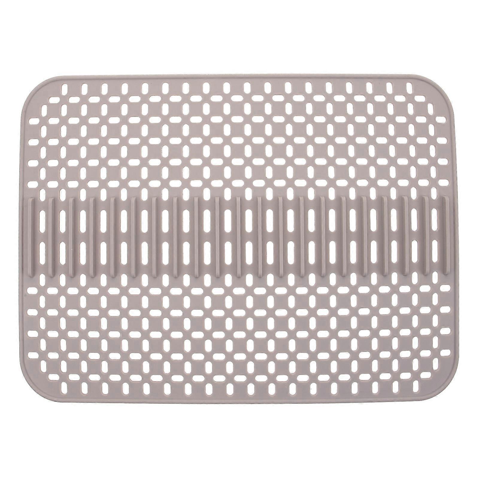 Silicone Drain Pad Kitchen Sink Mats For Homeowners Simple Structure Design Water Drainage Light Grey 43.50X32.00X1.00cm 1Pcs