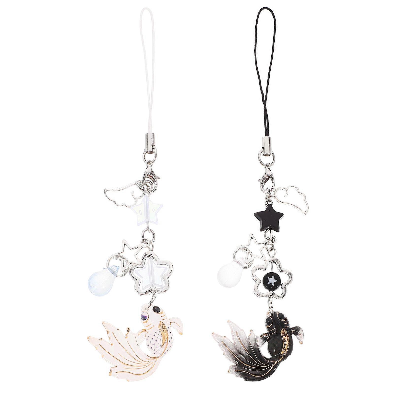 Here's a refined and engaging product description based on the details you provided:
**2PCS Stylish Fish Phone Charm Durable & Versatile Keychain