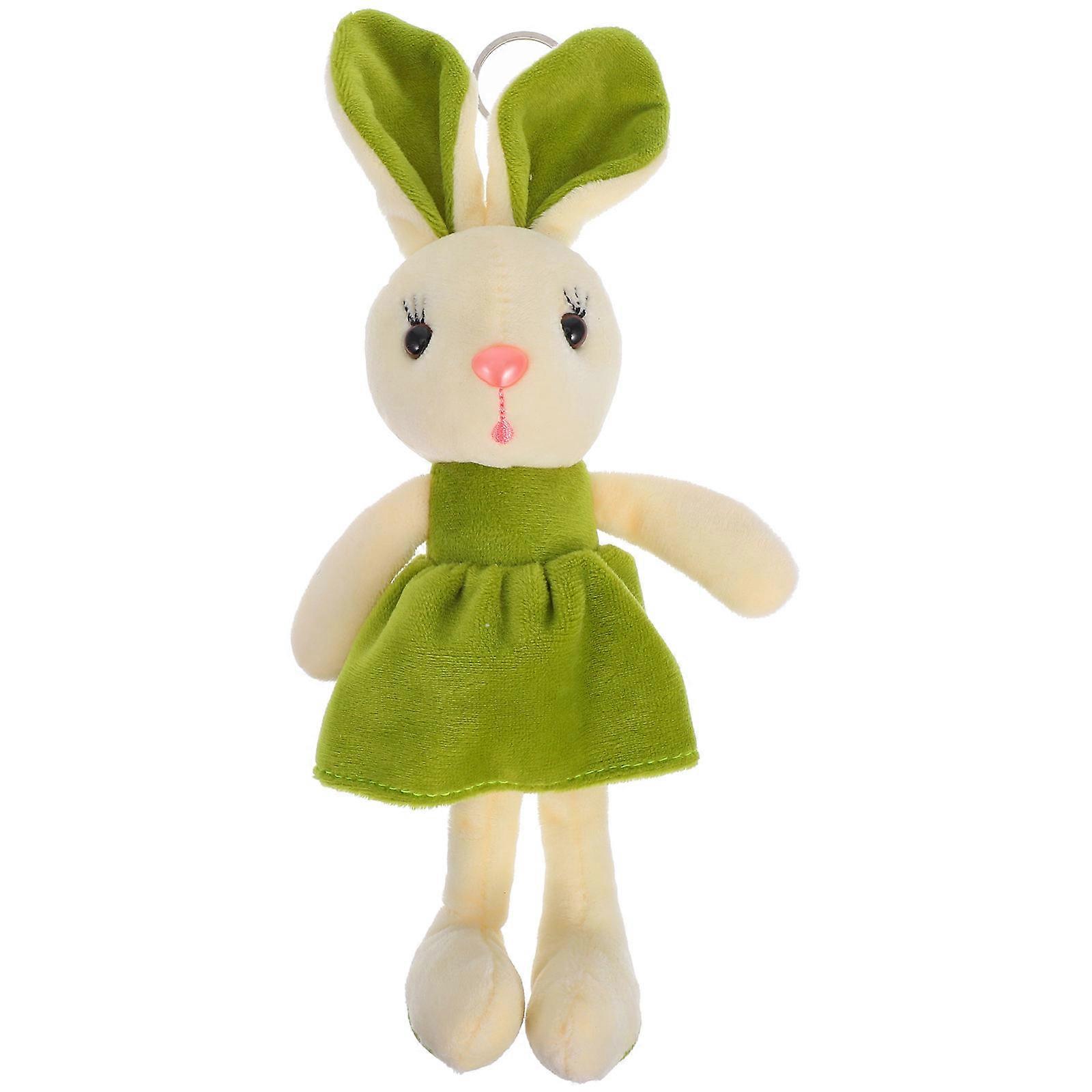 Stuffed Keyring Cute Design Rabbit Shape Decorative Key Chain For Bag Decor 20x10cm Green 1Pc
