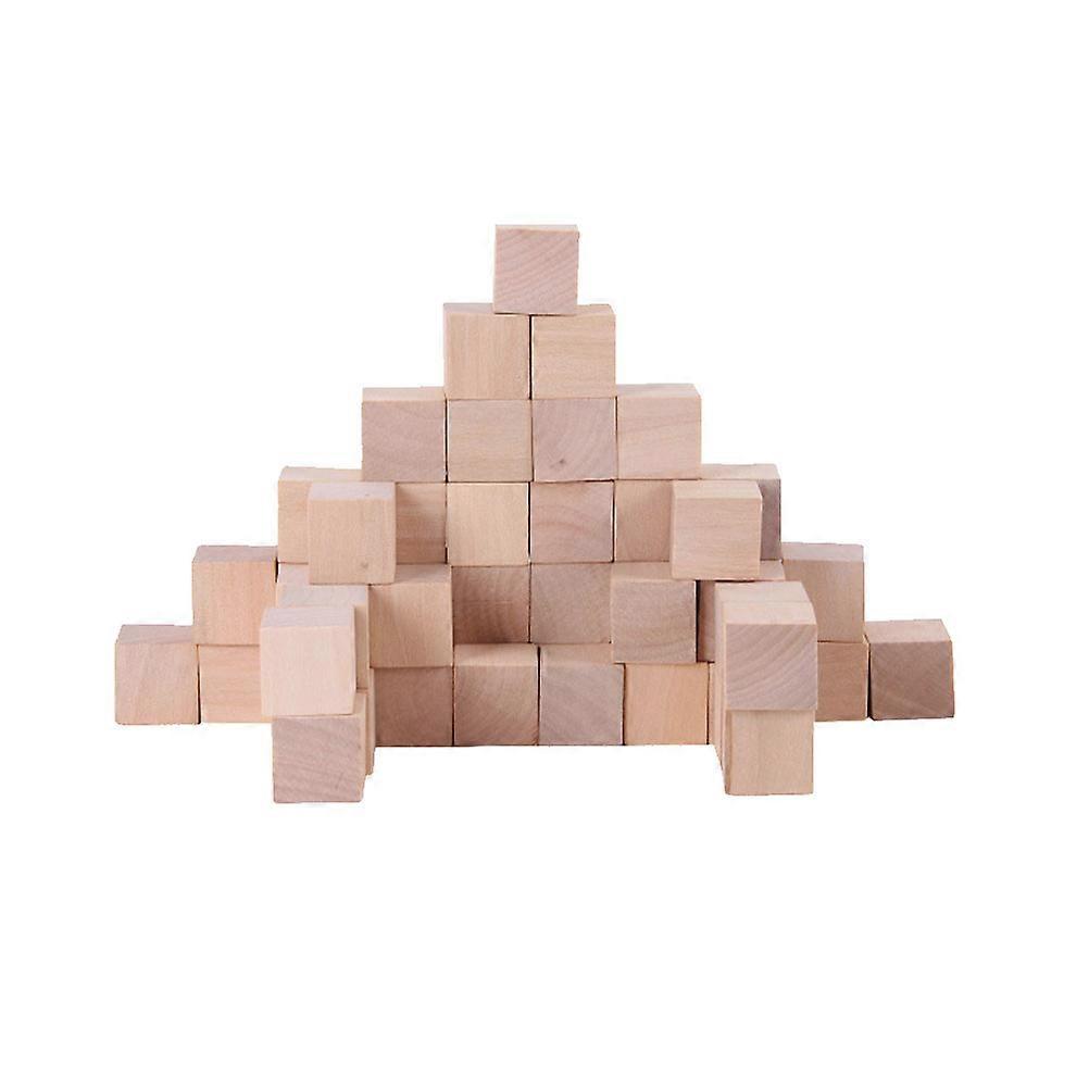Wood Blocks for Crafting Square Wood Craft Cube for House Decor 2x2x2cm Khaki 50Pcs