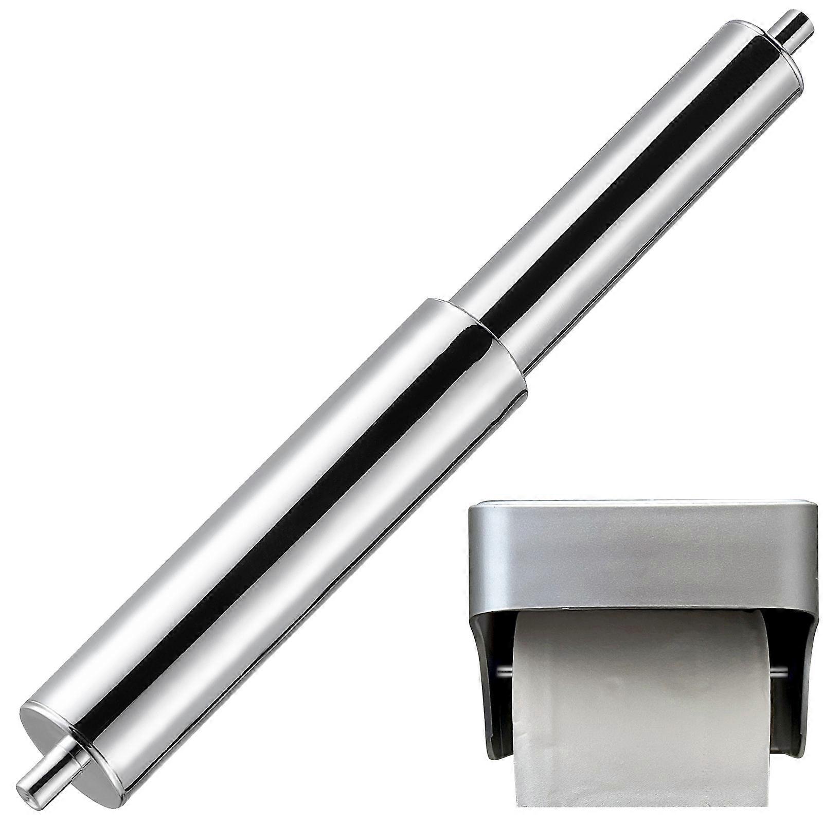 Plastic Paper Roller Spindle Silver Cylindrical Retractable Design Hotel Use 1Set