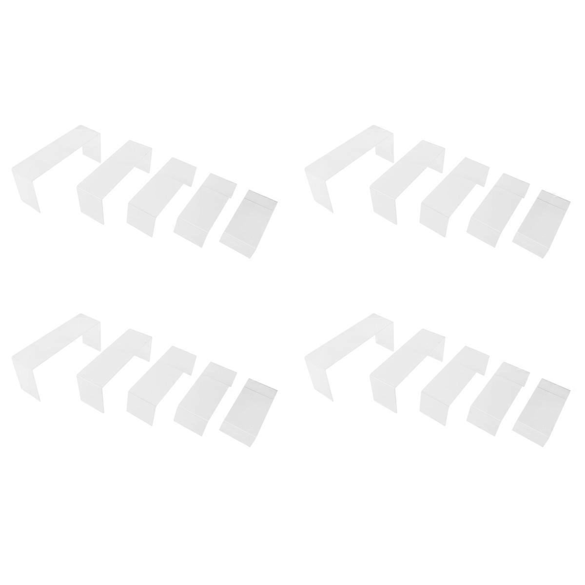 20 Pack Clear Acrylic Display Risers, 5 Sizes Acrylic Jewelry Display Riser Shelf Showcase Fixtures