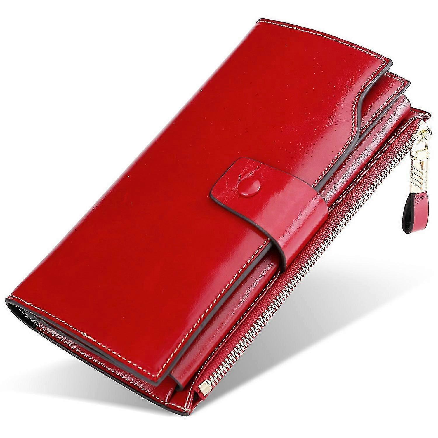 Genuine Leather Women's RFID Blocking Wallet with Multi Card Slots Vintage Clutch Purse