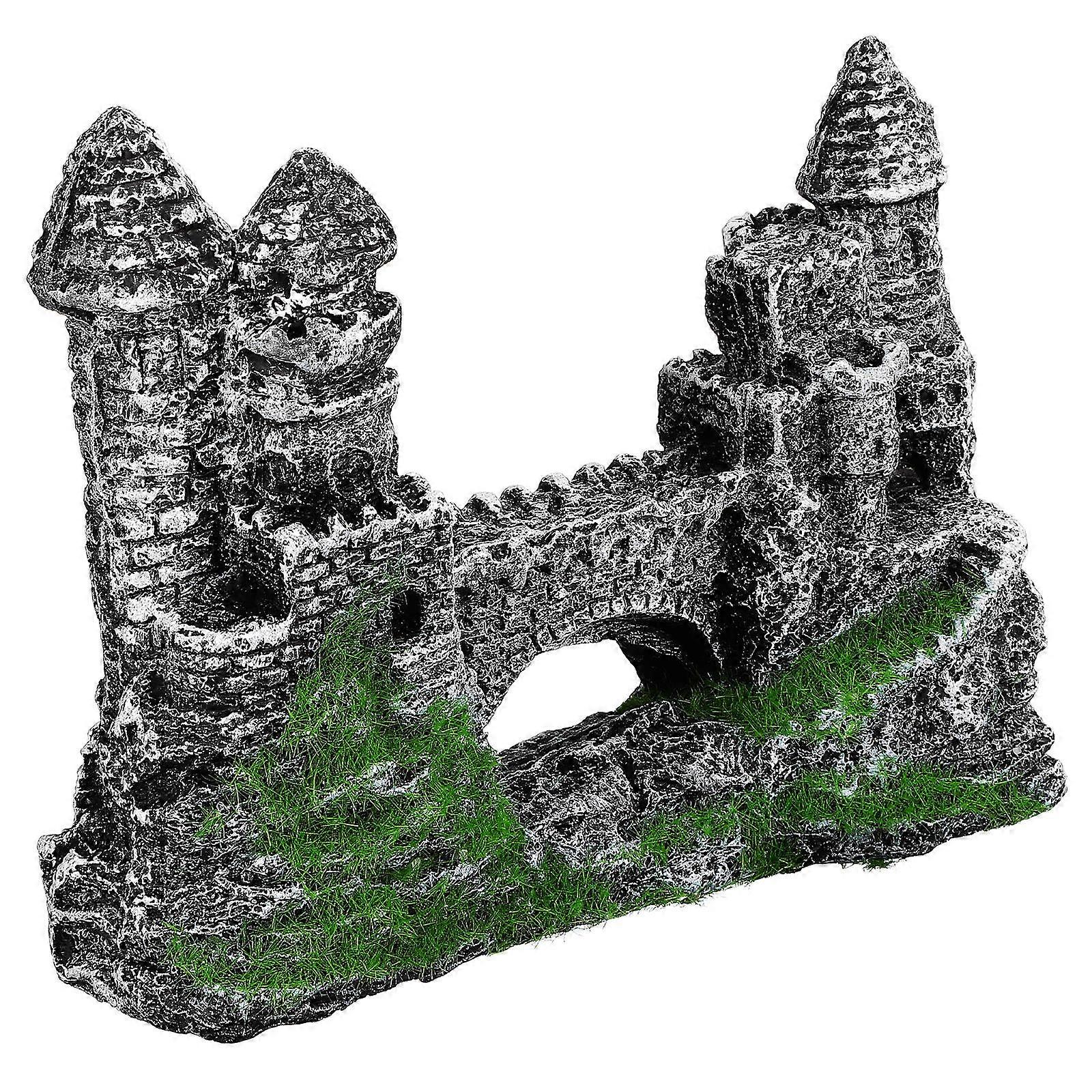 Fish Tank Castle Small Decorative Item Home Composite Cement 1Pack