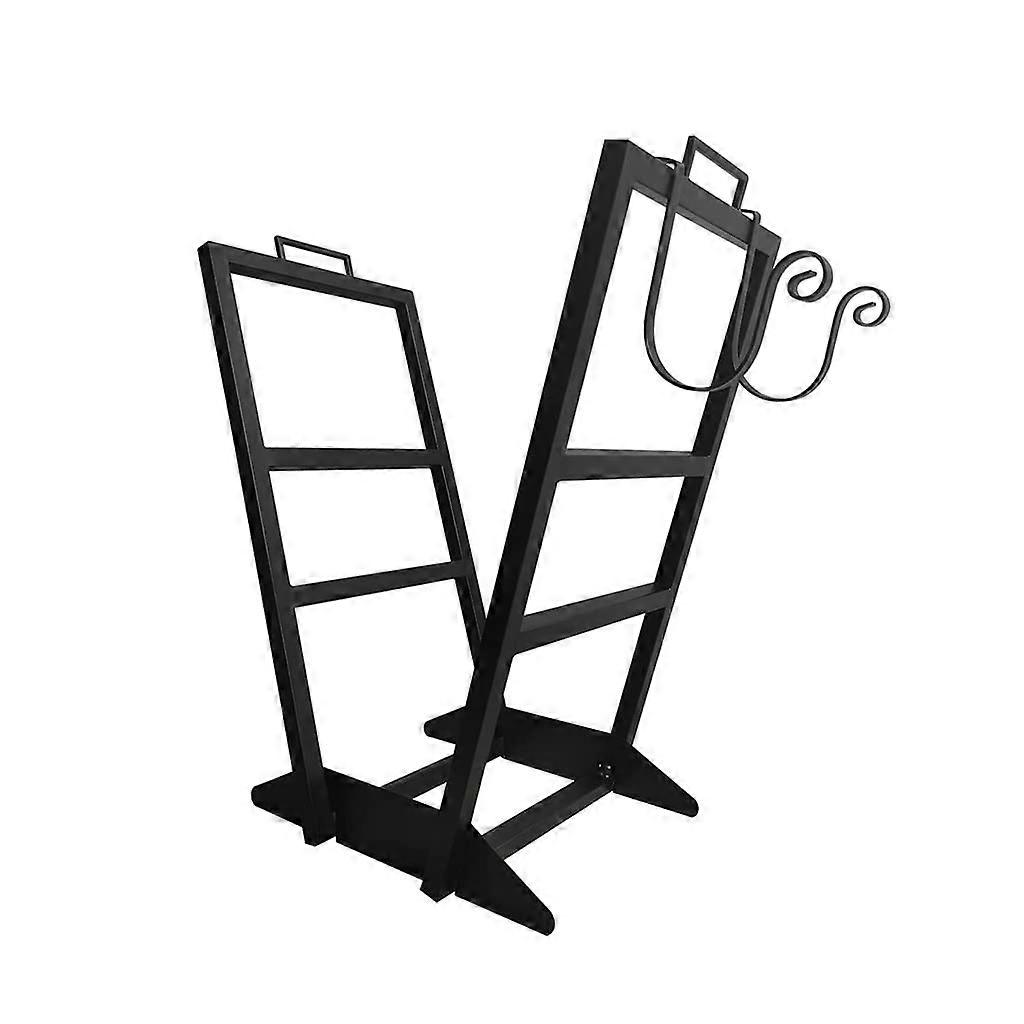 Firewood Storage Rack Iron And Wood Construction Iron Frame Wood Stacking Shelf Stand