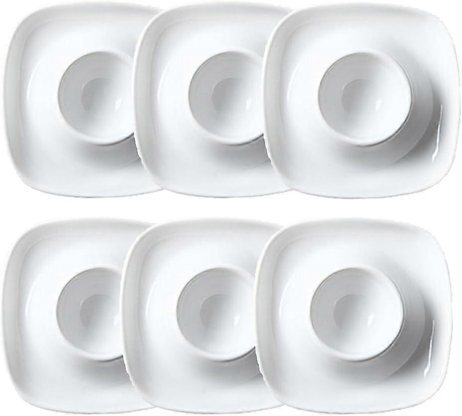 Set of 6 White Porcelain Egg Cups, Elegant Egg Cups in 6 Pieces