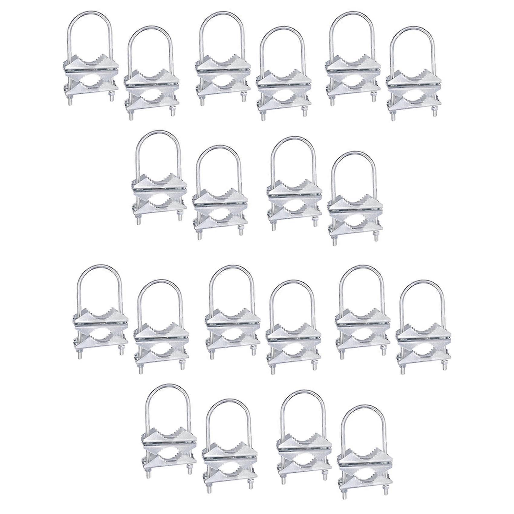 Double Antenna Mast Clamp V-Jaw Bracket U Bolts Pipe Mounting Hardware 20 Sets for WiFi Antenna, TV