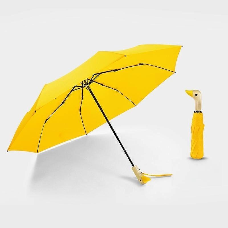Cute umbrella for rainy and sunny days, gift for girls, with wooden handle