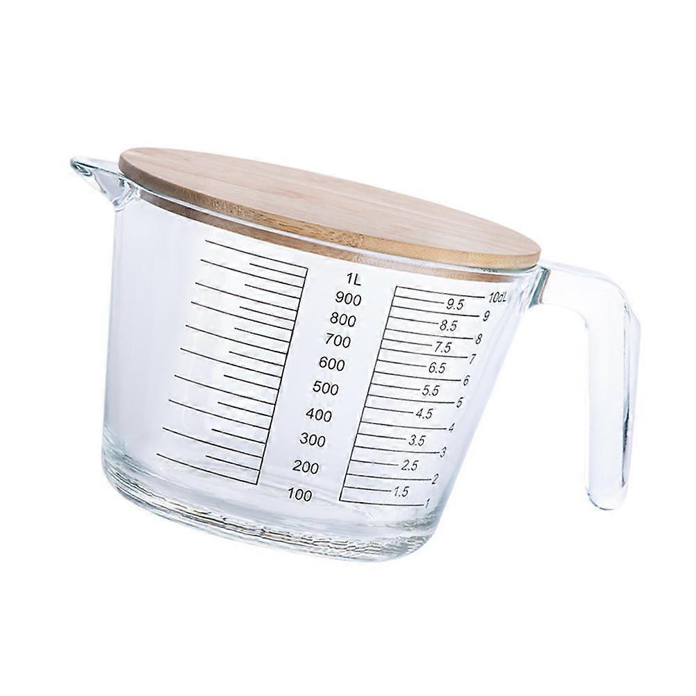 Measuring Cups With Lids Measuring Glass Cup Heat-Resistant Baking 20.5x16cm Transparent Simple Design 1Pc
