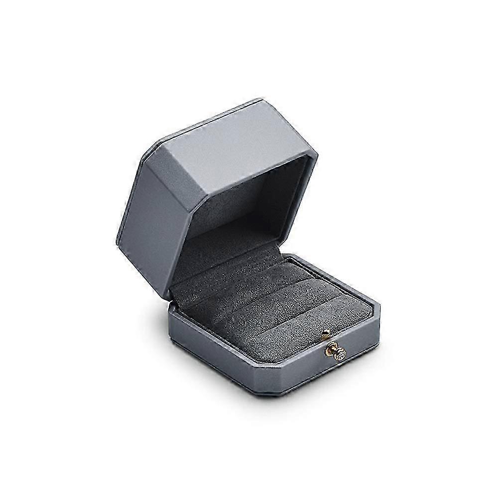 Dual Ring Box PU Leather Double Ring Box Weeding Proposal Engagement Ring Bearer Gift Case