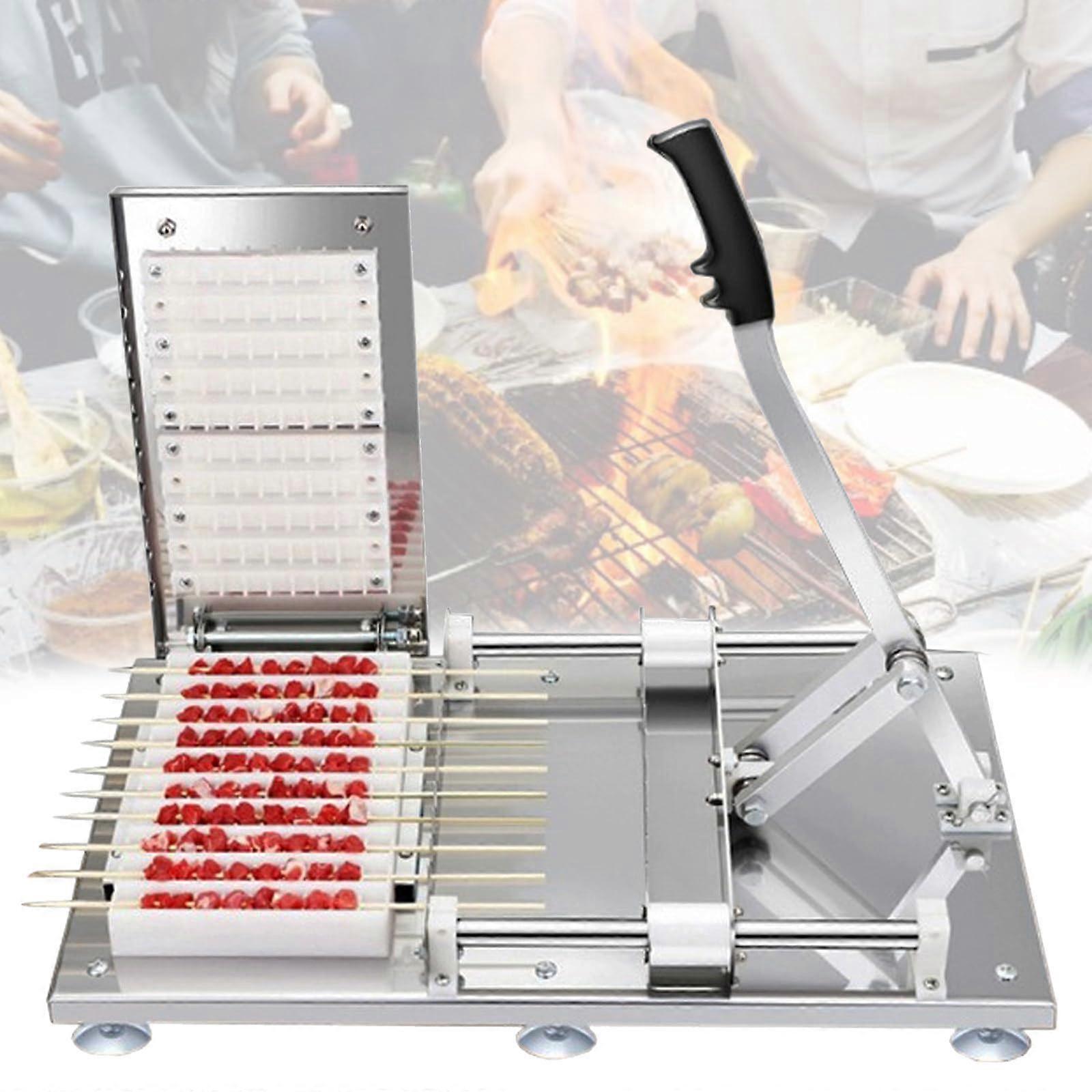 Kebab Maker Press Machine - 10 Hole Manual Kabob Skewer Mold for Mutton & BBQ, Includes 2 Meat Mould Boxes