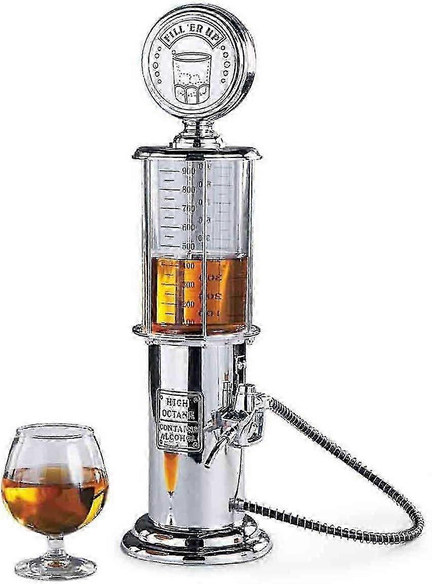 Retro Nostalgia Chrome Design Drink Dispenser with Pump Hose for Parties and Beverages