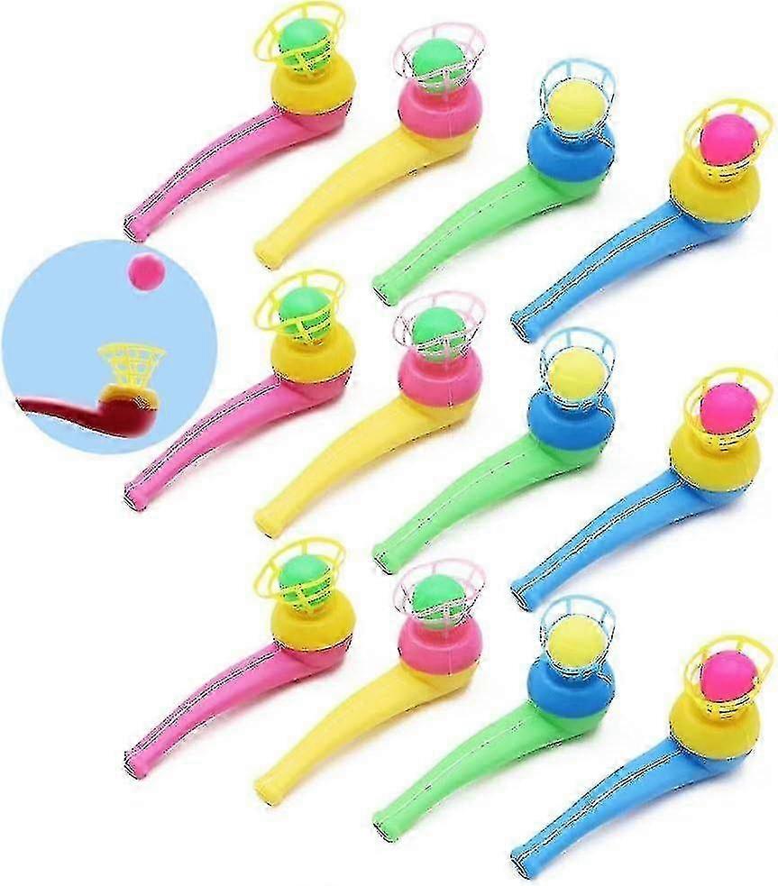 12pcs Party Ball Toys for Kids, Floating Blow Pipe Toy Ball Balancing Blowing Games Fun Toys, Assorted Colors
