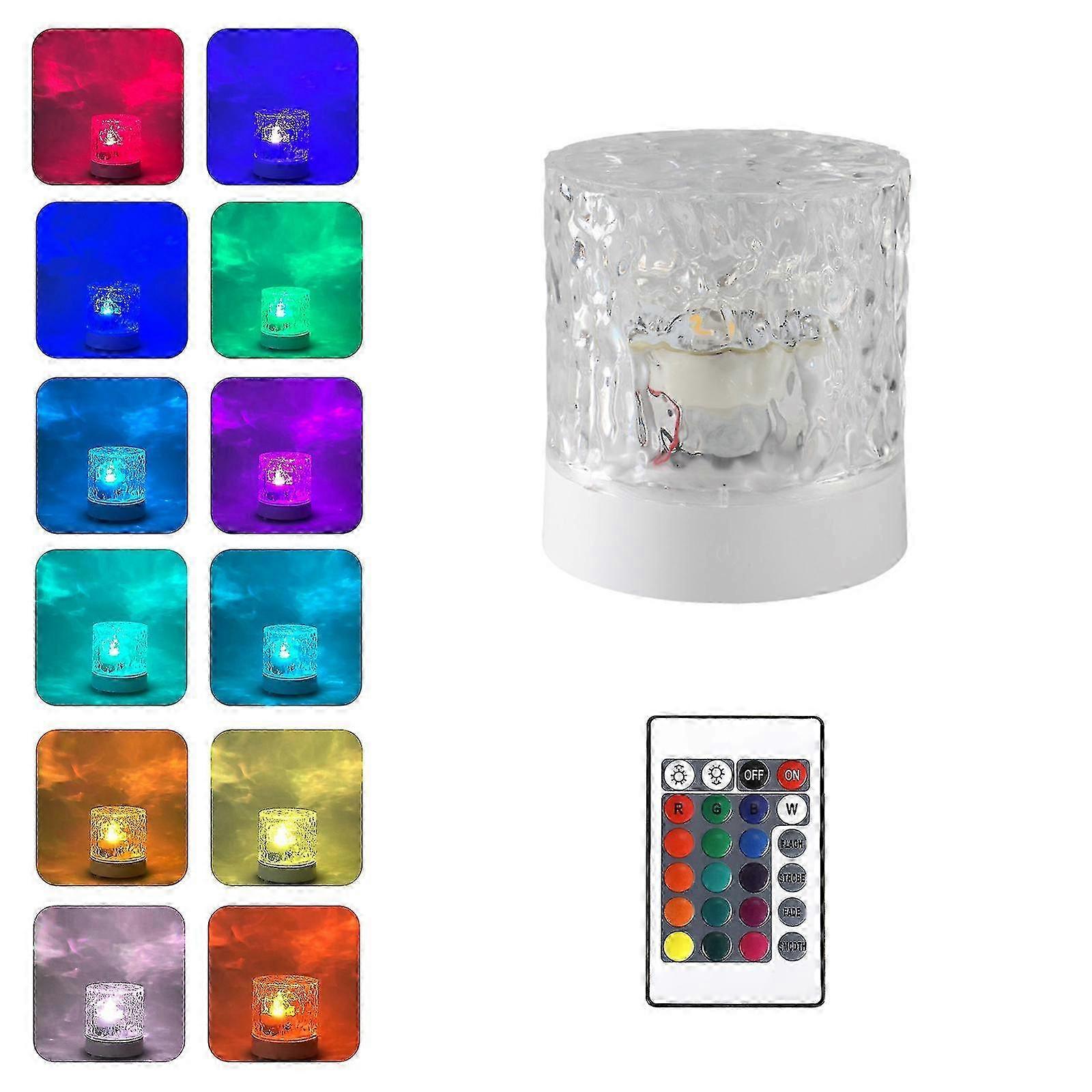 Luce del proiettore dell'onda dell'oceano con telecomando, lampada ad acqua a fiamma rotante graduale a 16 colori per camera da letto e ufficio