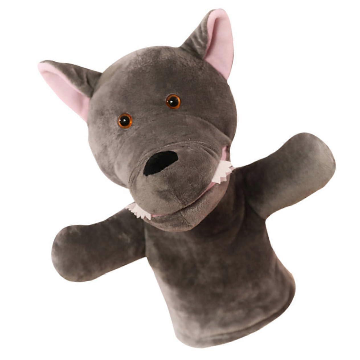 Interactive Wolf Hand Puppet Made of Plush and Soft for Parents, Games and Stories, Telling for Adults, Promotes Creativity