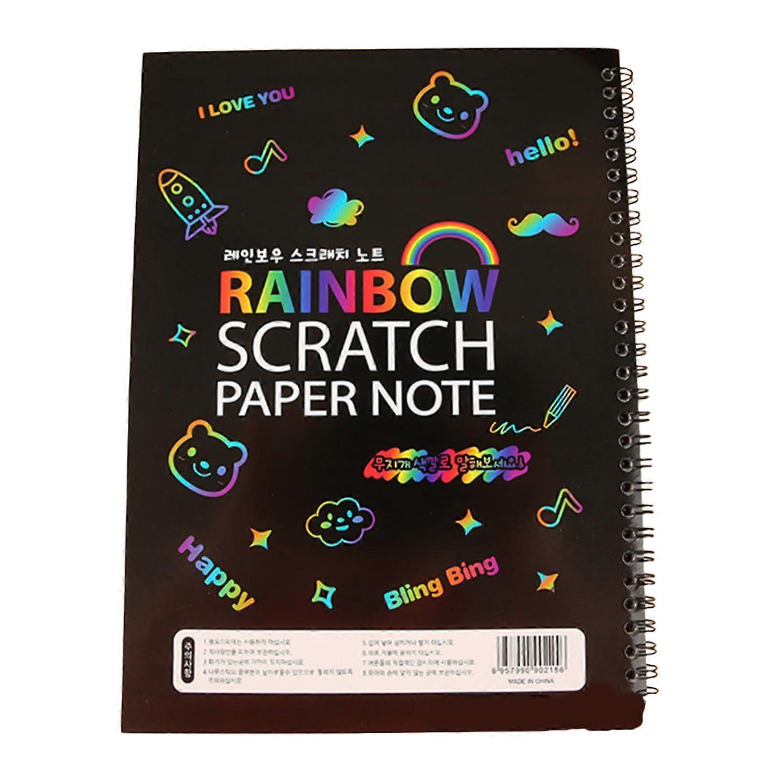 Rainbow Scratch Paper Set for Kids - 10 Sheets Handmade Odorless Scratch Art Notebook - Creative Drawing and Note-Taking