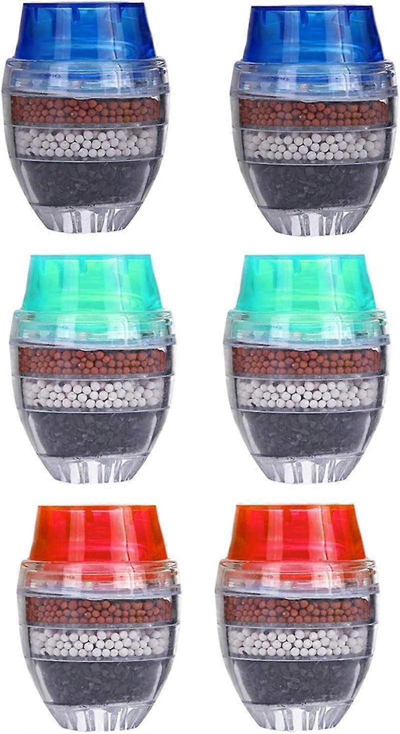 Faucet Water Filter Mini Faucet Water Filter 6 Pieces Round Activated Carbon 5 Layers Faucet Water Filter