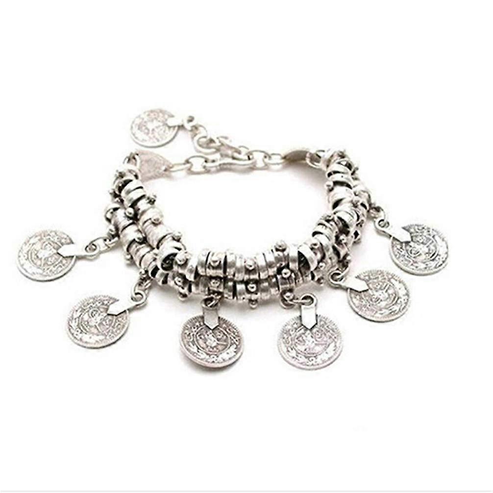 Short women's bracelet/anklet with carved coin, comfortable and, quality, exquisite.