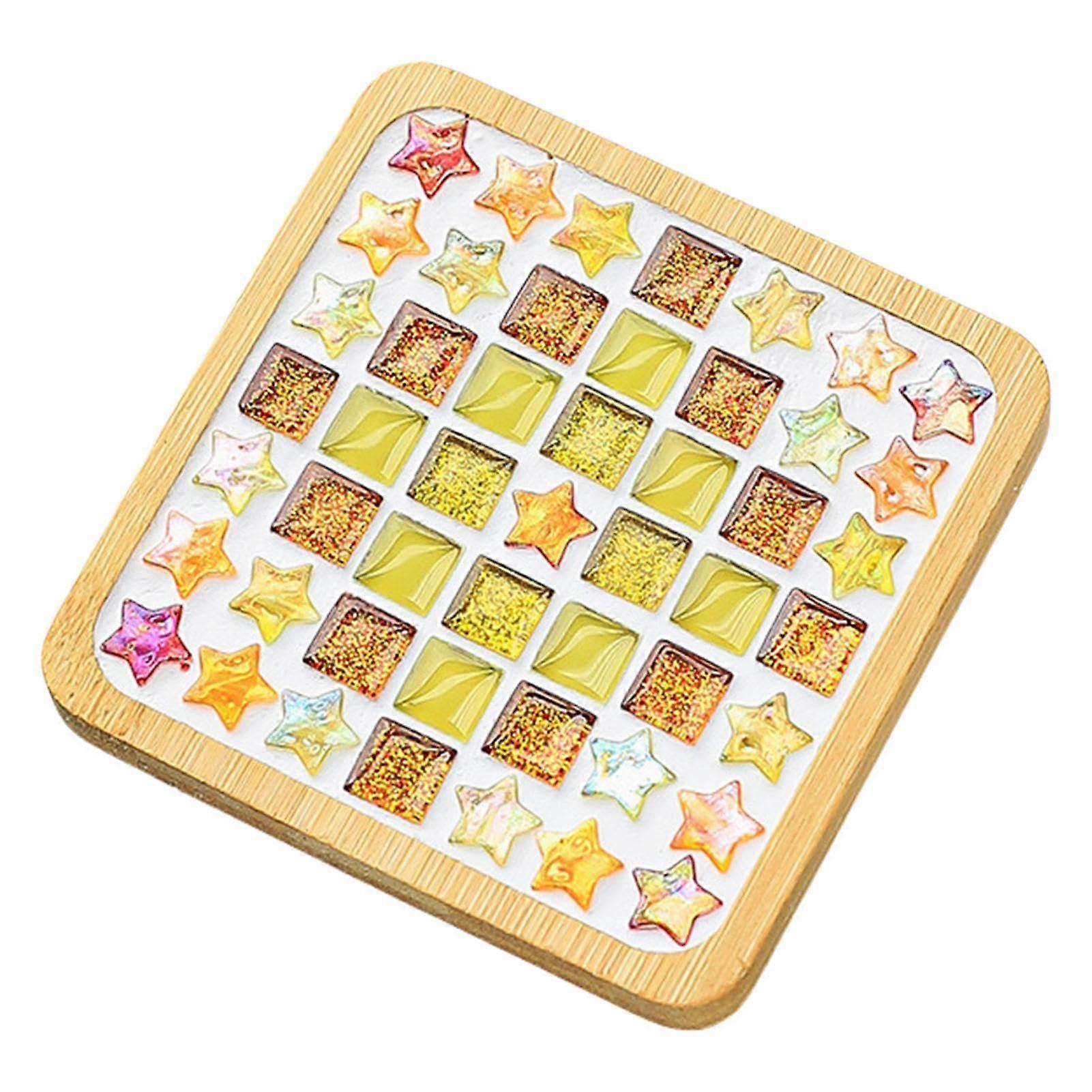 Mosaic Tile Coaster Set, Mosaic Coasters, Mixed Color Mosaic Sets with Wooden Coasters  Mosaic Craft Material Kit for Handmade Home Decor Square
