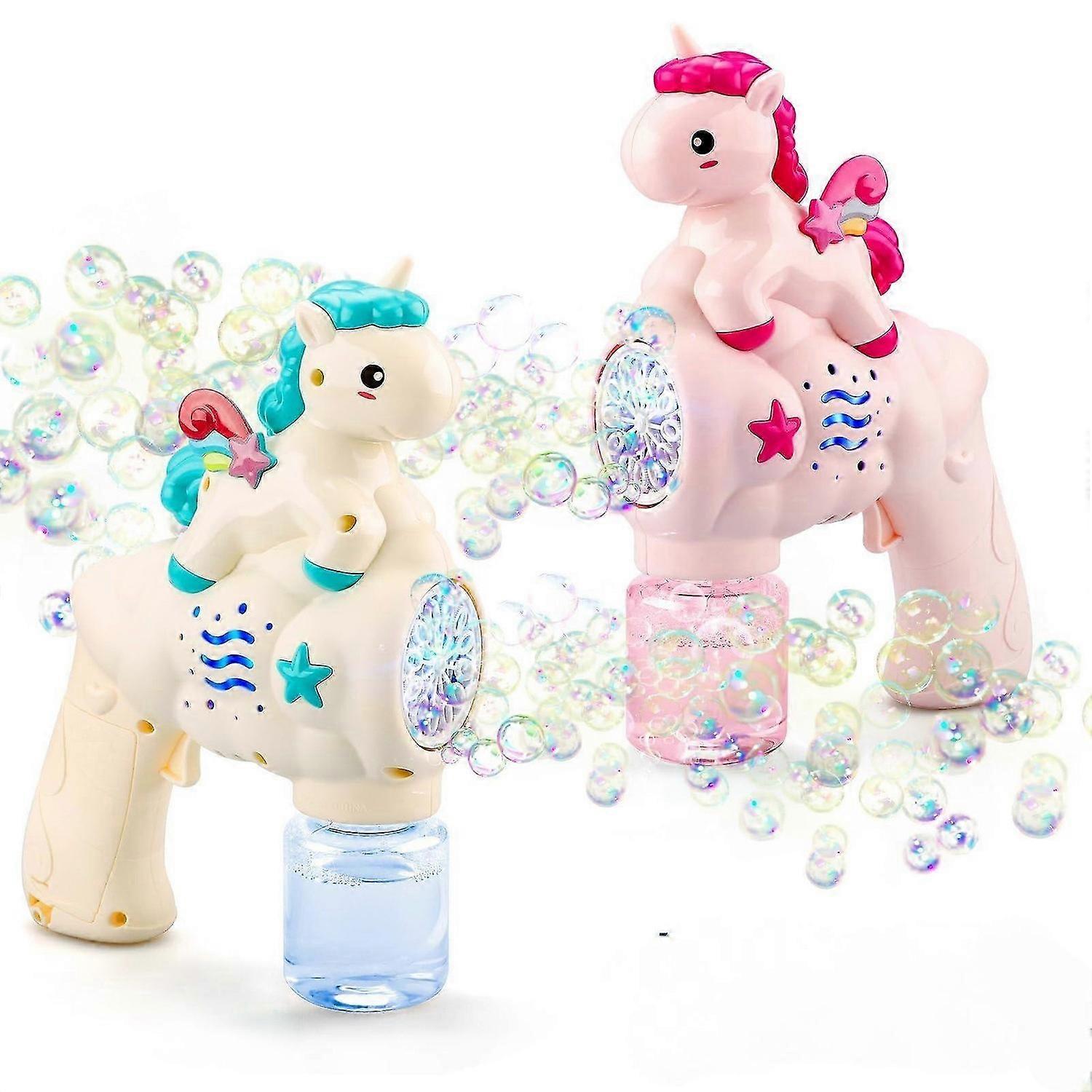 2er-Pack Seifenblasenpistole für Kinder, Seifenblasenmaschine mit Spielzeug, Geschenk für 3 4 5 6 7 8 Jahre alt -GSLA