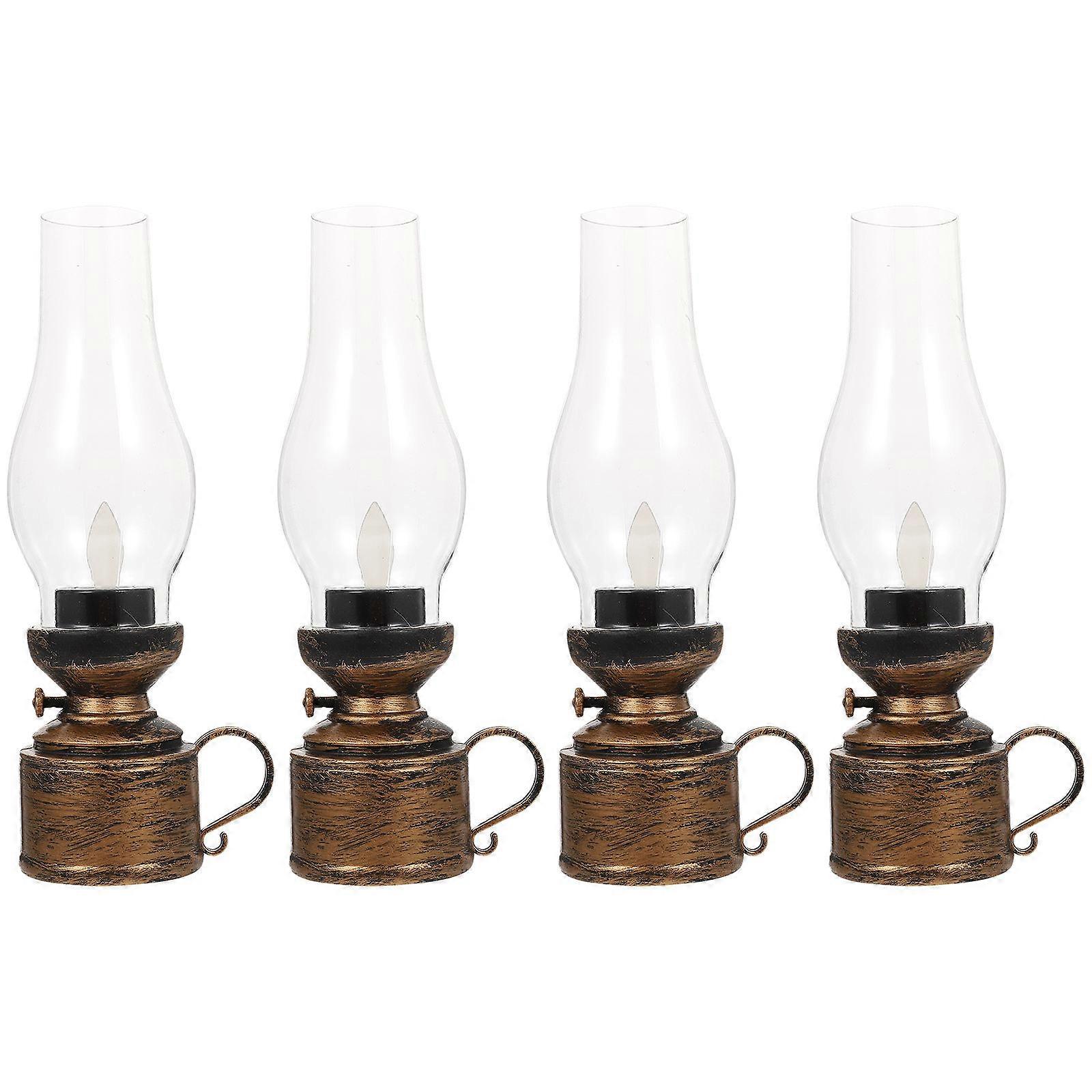 Simulation Flame Lamp Retro Decorative Patio Round Base 4Pcs Friends