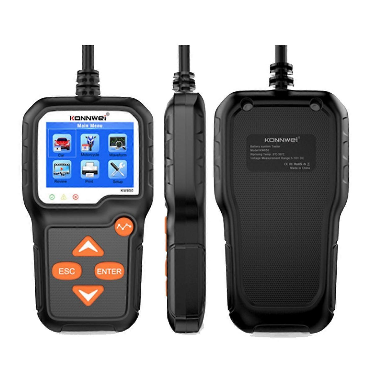 KW650 6V-12V Car Battery Tester 100-2000CCA Automotive Battery Tester for Vehicles Marine Motorcyc