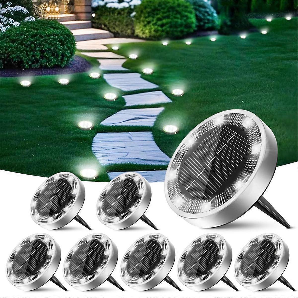 8Pack Solar Ground Lights, IP65 Waterproof, Anti-Rust,