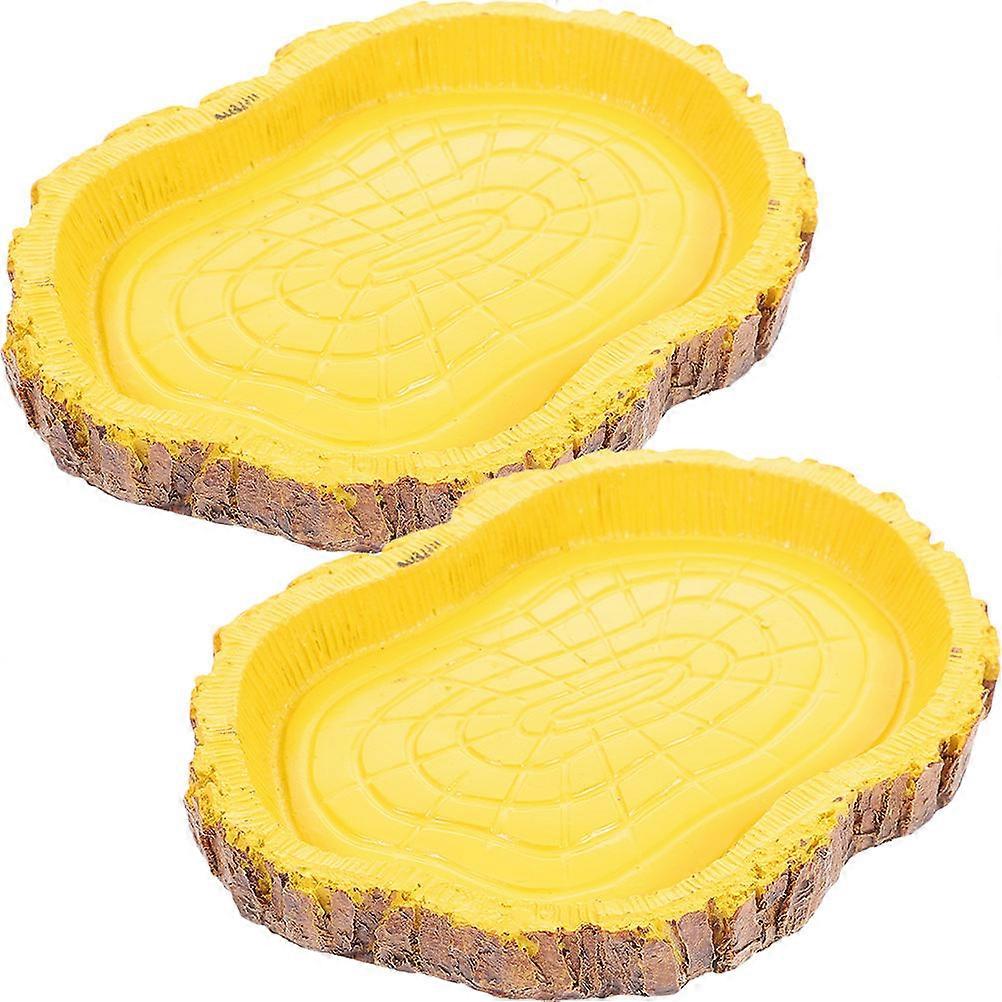 Lizard Food Bowl Resin Water Feeder for Reptiles, Natural Tree Pattern Tortoise Habitat Dish for Indoor Use and Feeding Terrarium