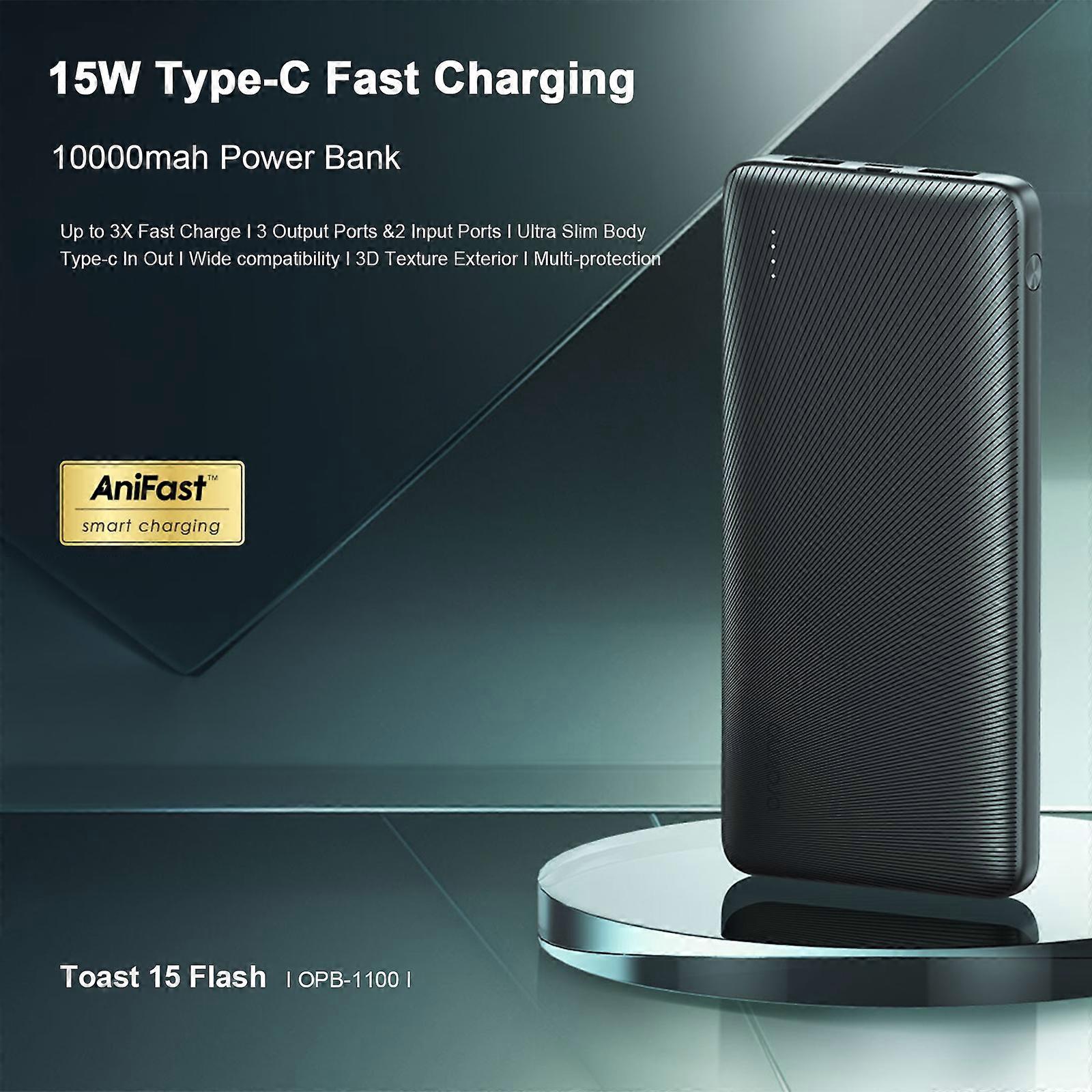 Oraimo Power Bank OPB-1100 - 10000mAh, 15W Type-C Fast Charging, 78H Extra Usage Time