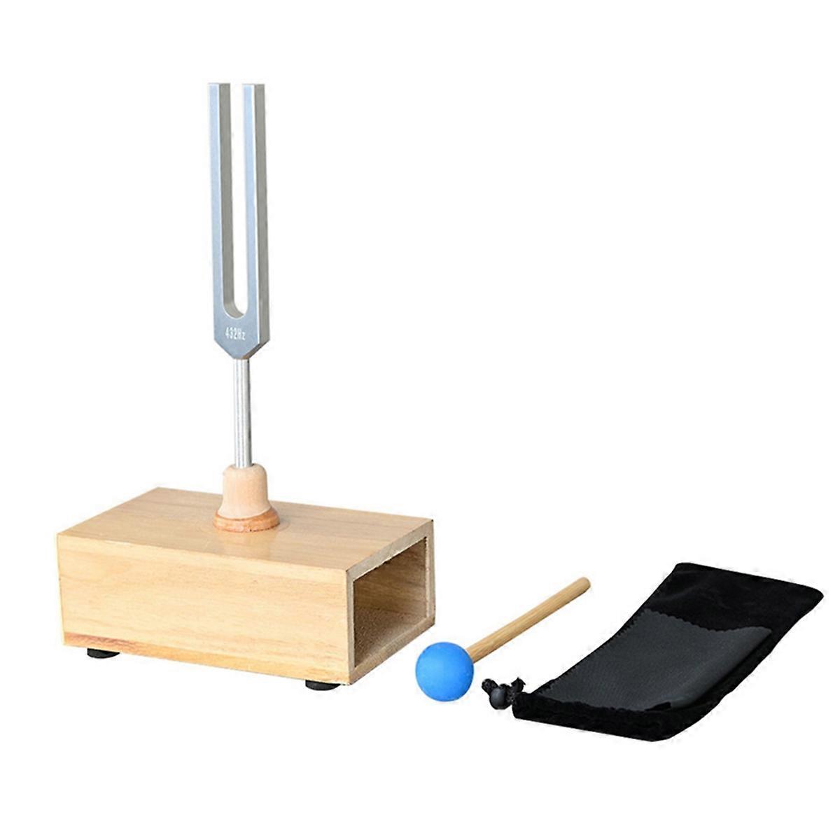 432Hz Chakra Tuning Fork Set with Resonant Box and Mallet, Alloy Sound Relax Tool for Sound Therapy