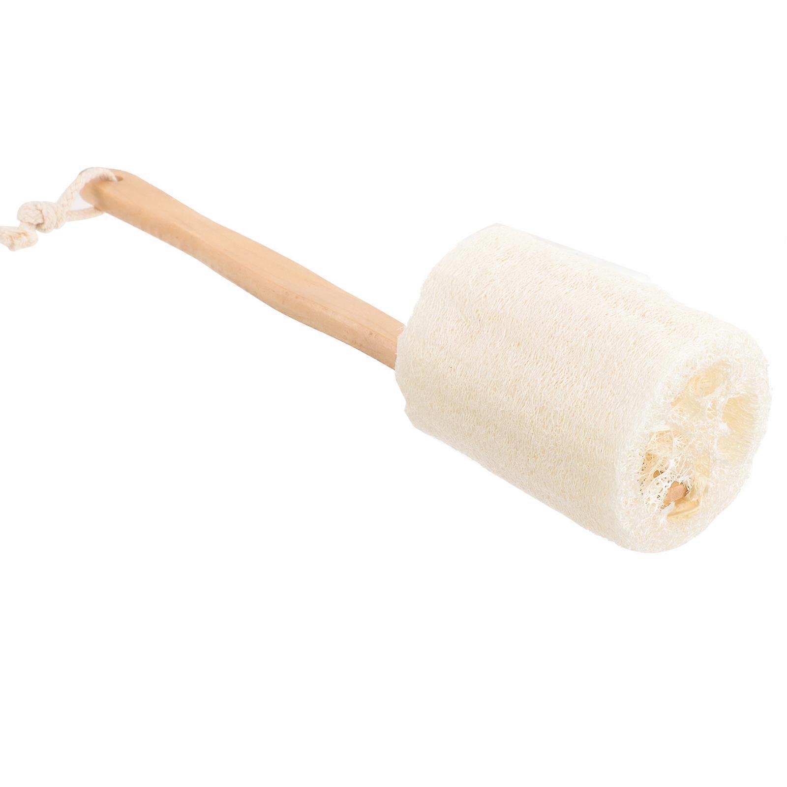Natural Loofah Bath Brush with Handle for Exfoliating Skin Cleaning and Dry Brushing – Lightweight and Durable Design for Home Use