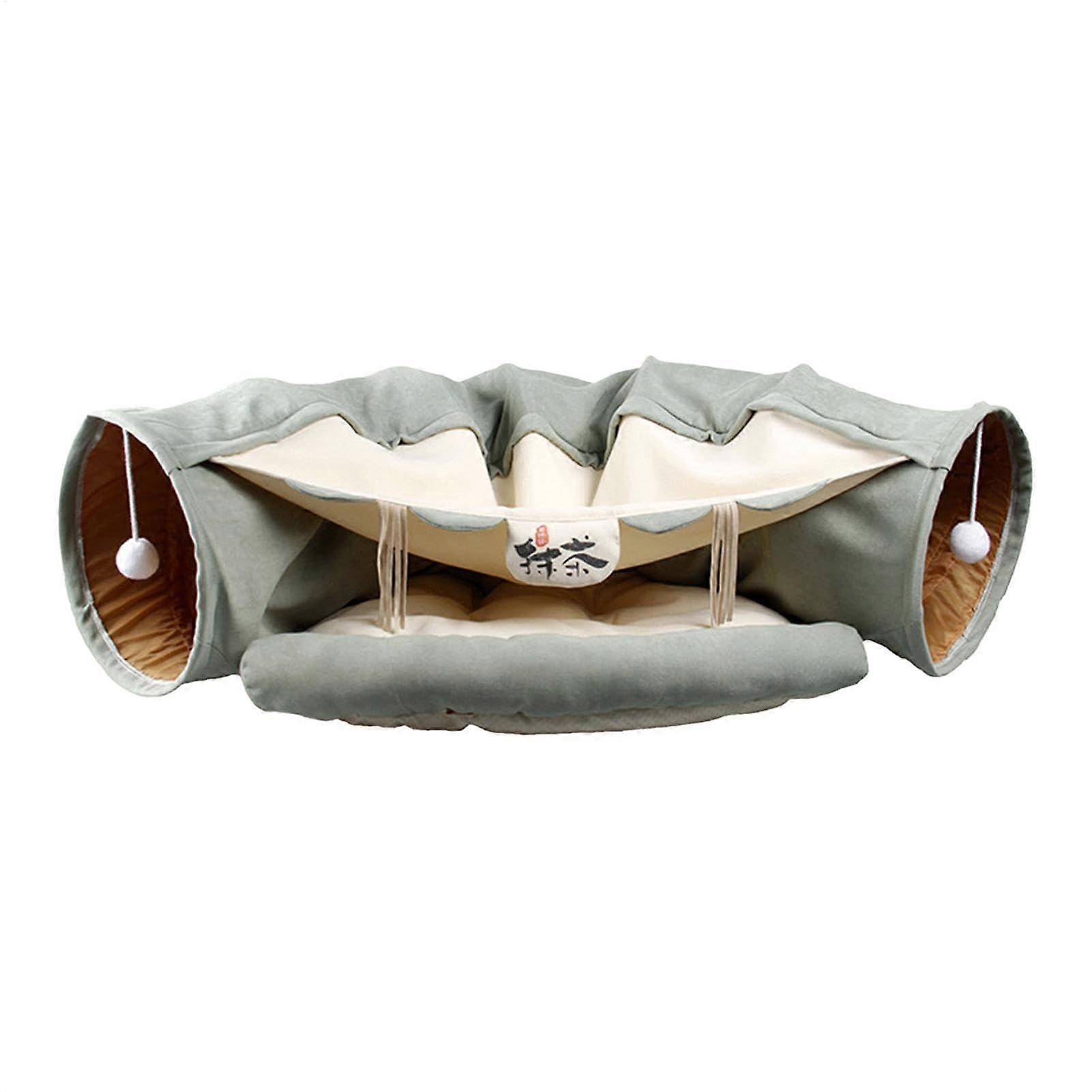 Foldable Cat Tunnel Toy with Peek Holes, Portable Cat Tube for Travel