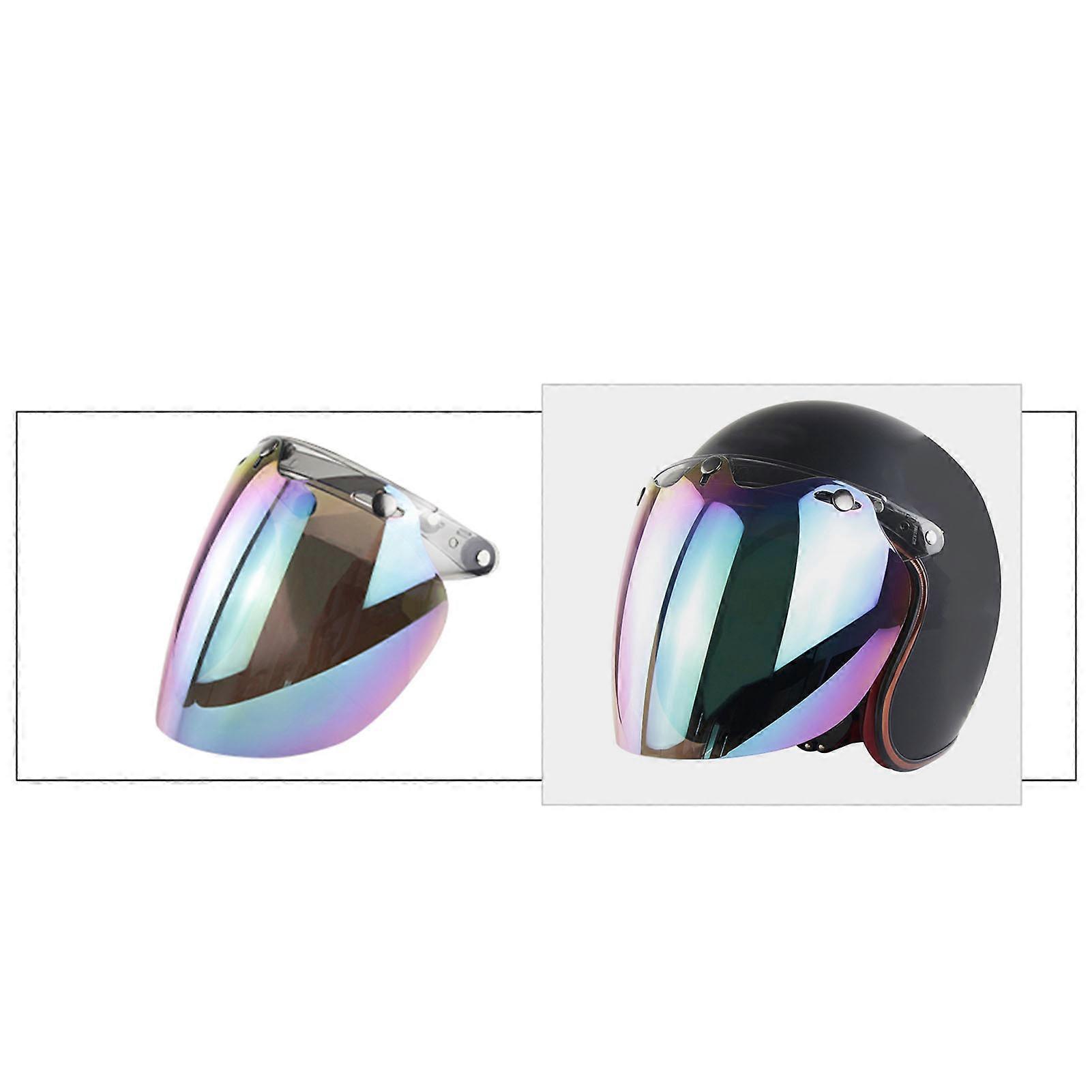 Open Face Helmet Visor Motorcycle Helmet Bubble Lens 3-Snap Bubble Wind  Visor