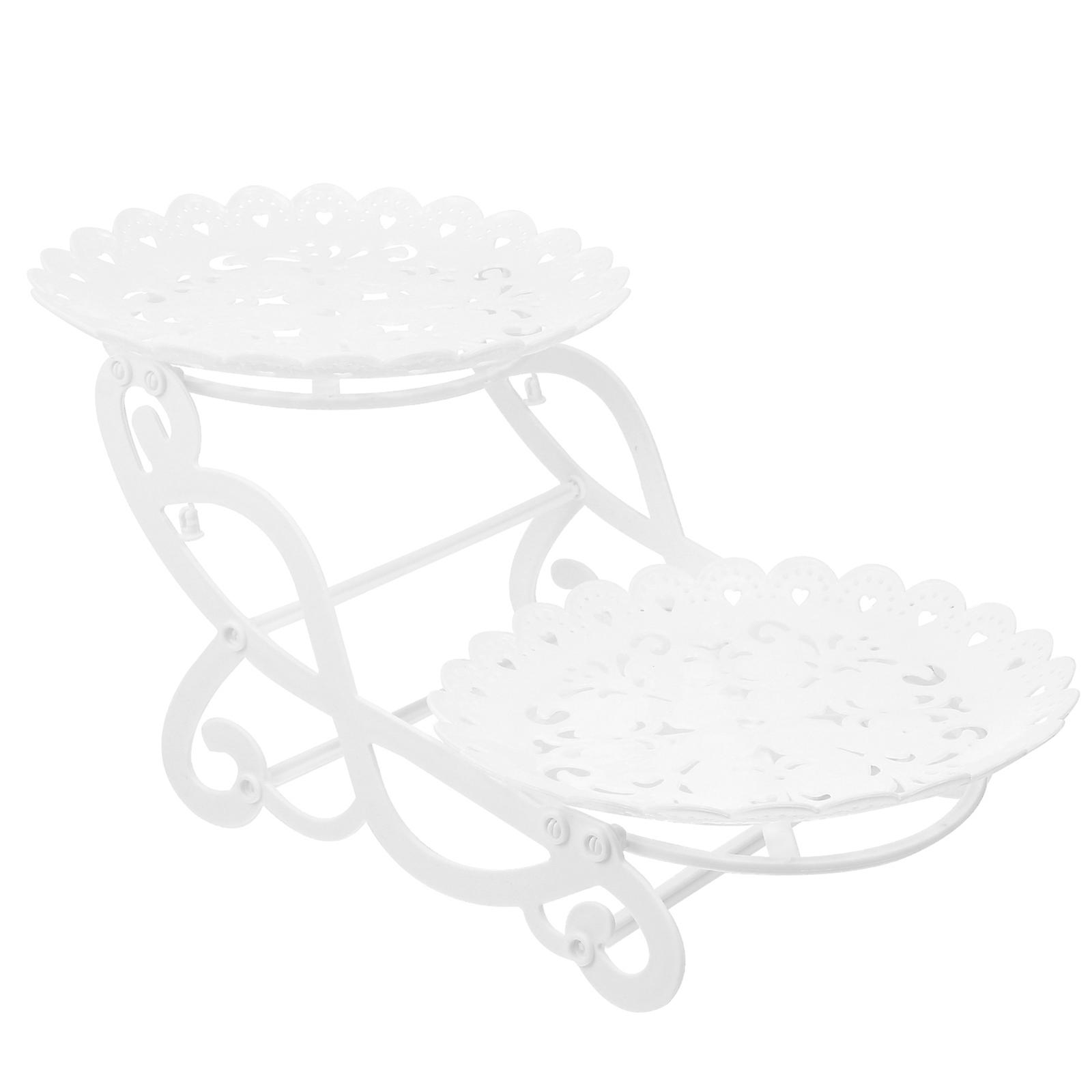 Cake Stand for Decoration Use White Double Layer Design Large Capacity 9.8 Inches