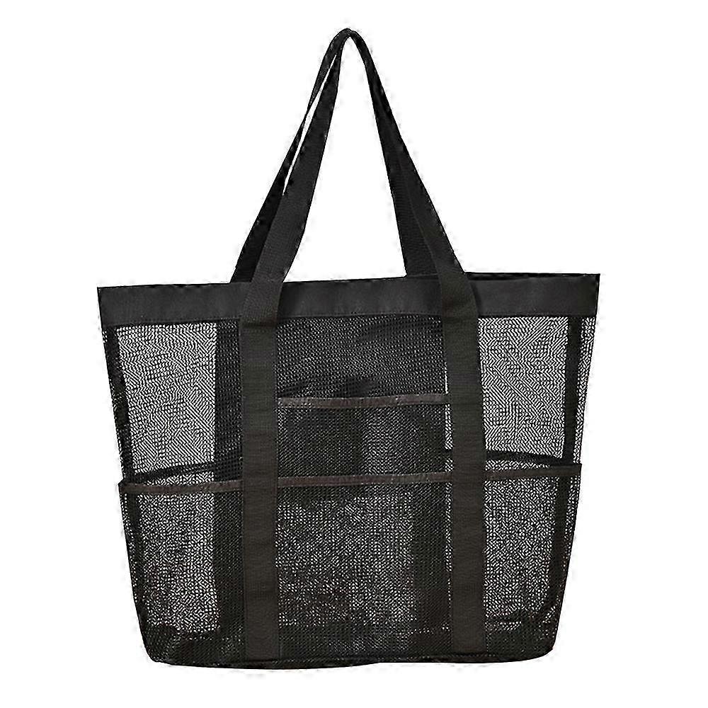 Lightweight Foldable Mesh Beach Tote Bag with Inside Pockets for Toys