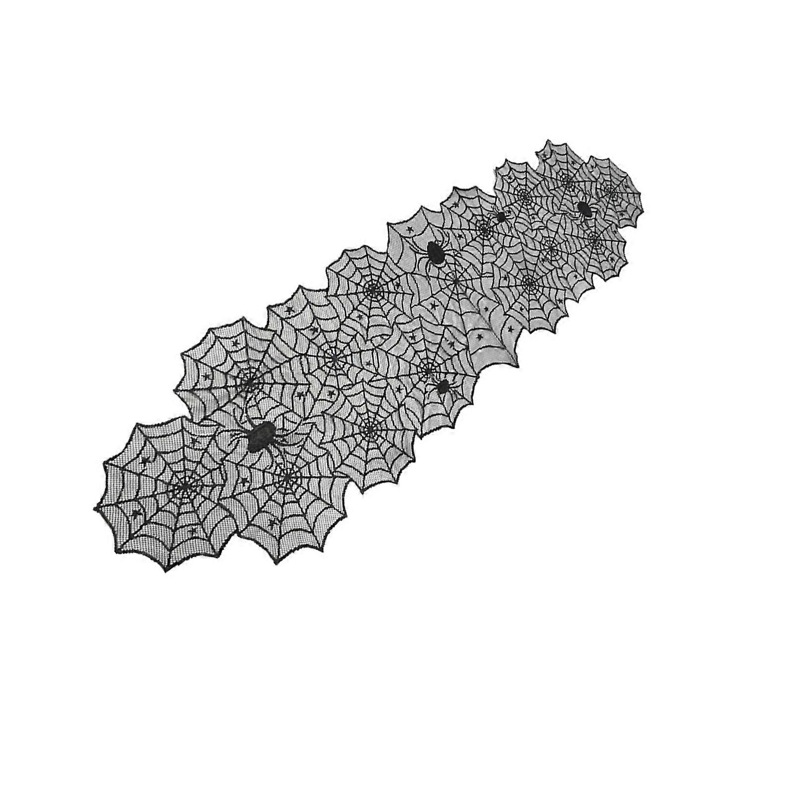 Spiderweb Laces Table Runner 180cm Length Black Halloweens Party Decoration For Dining Tables Mantels And Festive Interior Styling Multicolor