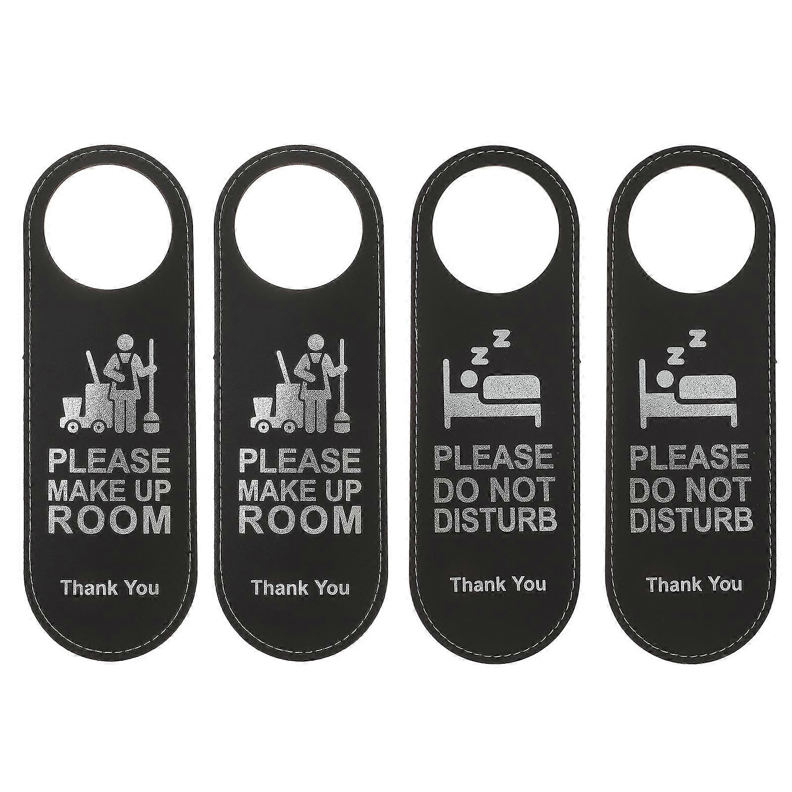 Double Side Door Tag 4Pcs Black PU Dual Functionality Hanging Signs for Bag Use