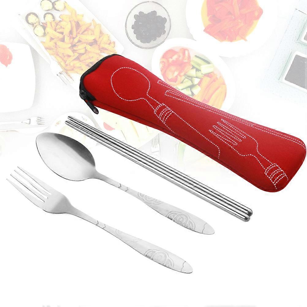 Spoons and Fork Tray for BBQ Red 18.50X0.50X0.50CM Portable 4Pcs