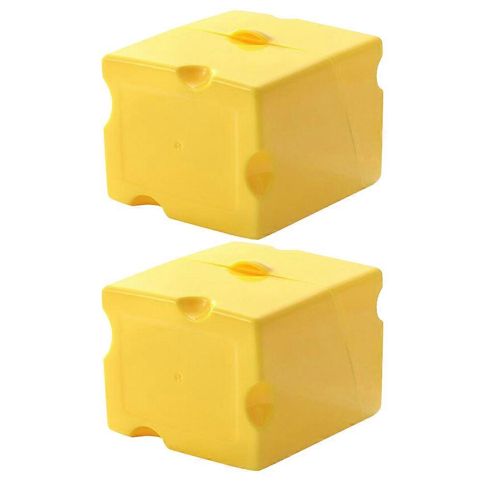 Yellow Cheese Storage Containers with Lid for Fridge ABS Material Keep Cheese 2pcs