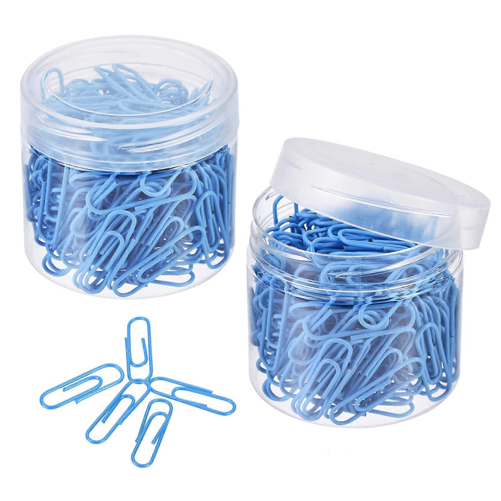 400 Small Vinyl Coated Paper Clips 1.1 Inch with Blue Storage Box, Ideal for Office Use and Organizing Documents