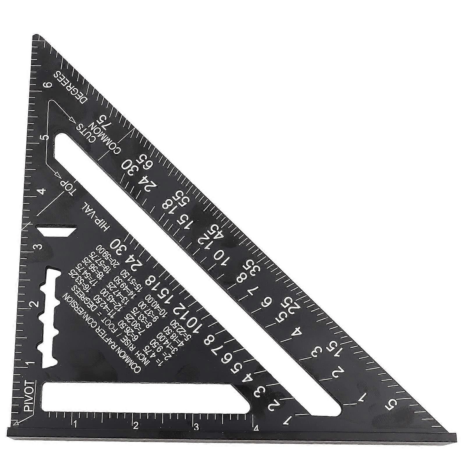 Triangular Protractor 0–90° Metric, 7 Inch Black, Clear Scale, Rust-Resistant for Construction and DIY Projects