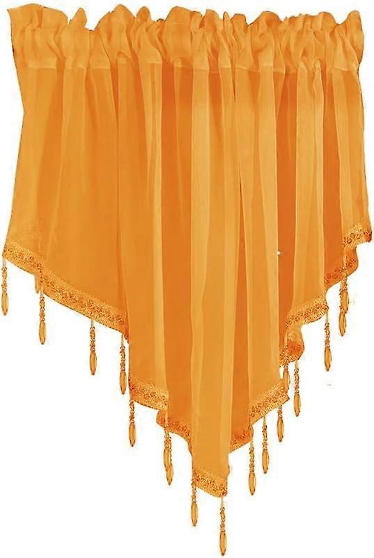 Blue window curtains, transparent valance curtain with acrylic bead trim, 130x60cm (Blue)