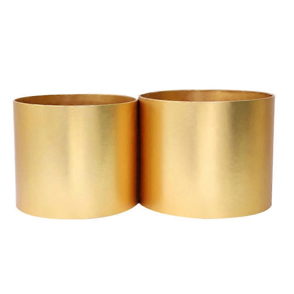2Pcs Round Floral Display Box with Decal for Home New Year Decoration Gold