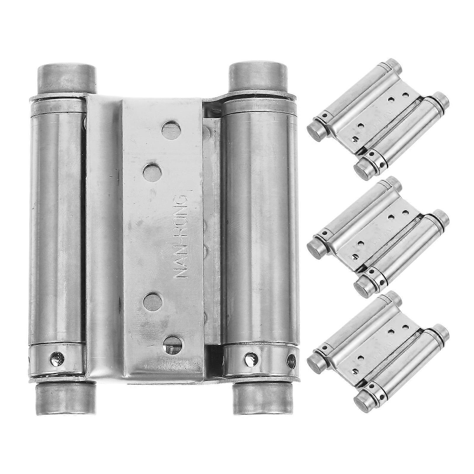 Sturdy Stainless Steel Double Spring Hinges for Doors Automatic Closing Adjustable Angle Silver 4pcs